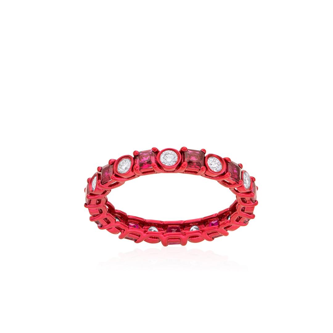 Ruby and Diamond Red Gold Eternity Ring