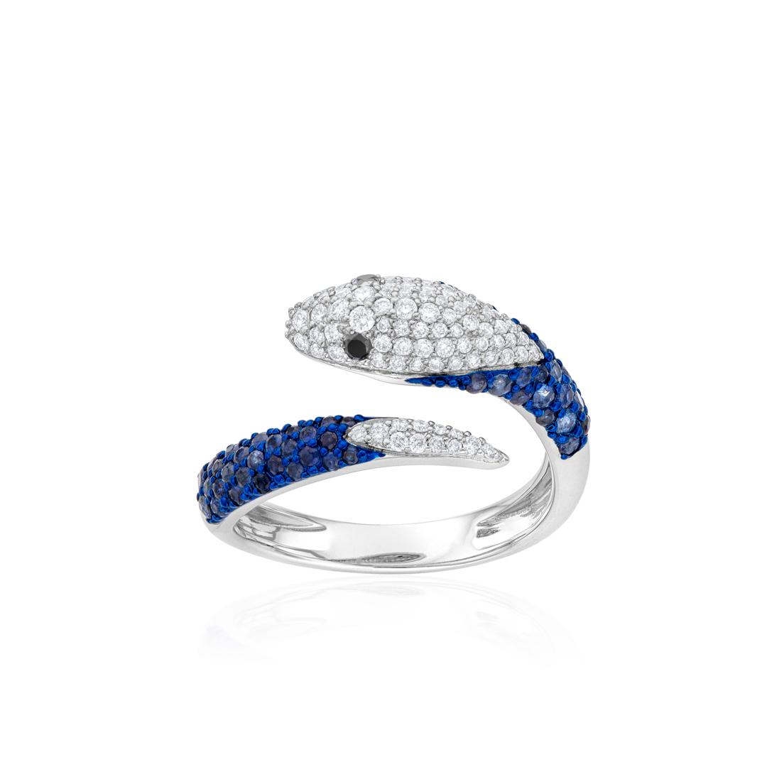 Sapphire and Diamond White Gold Snake Ring