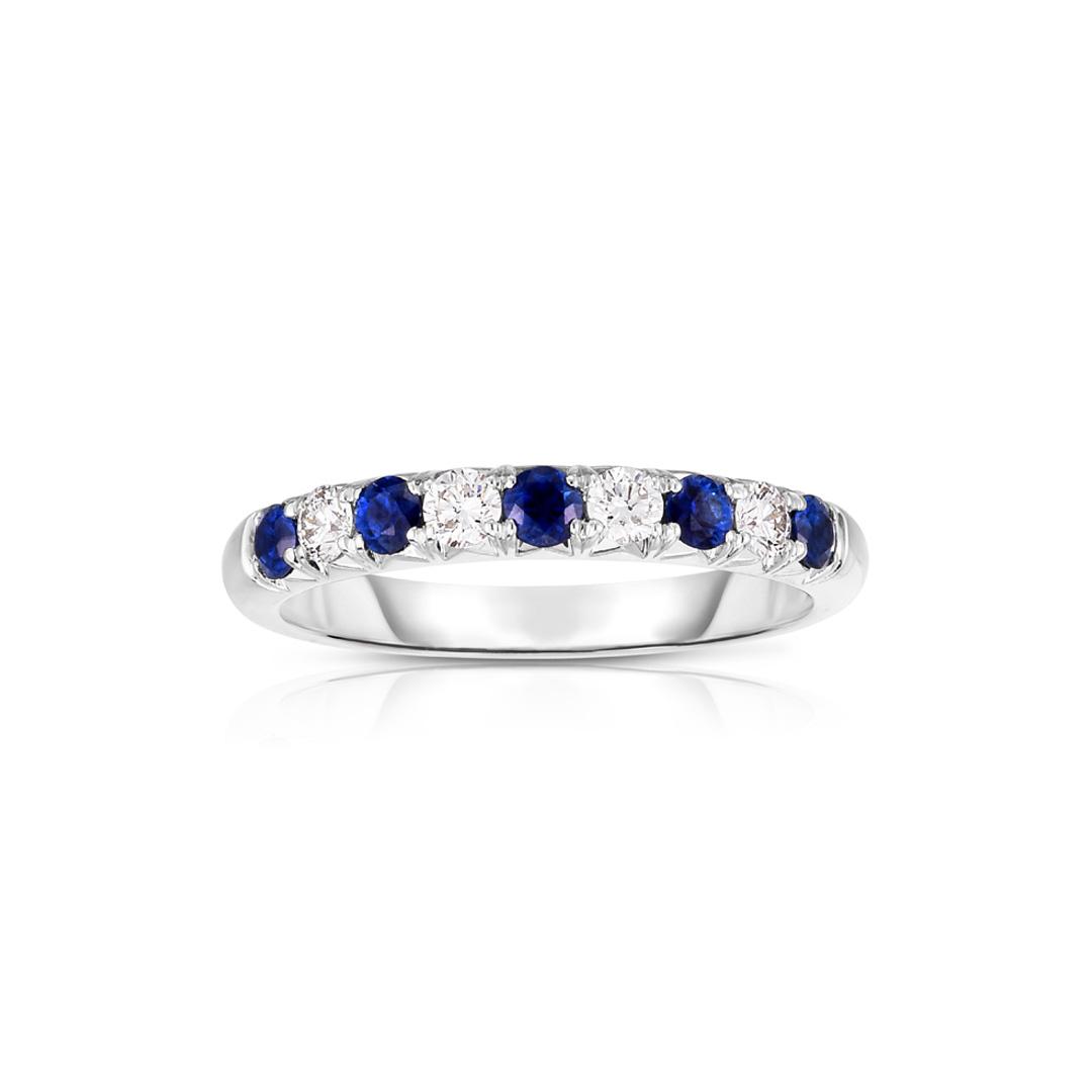 Alternating Diamond and Sapphire Band