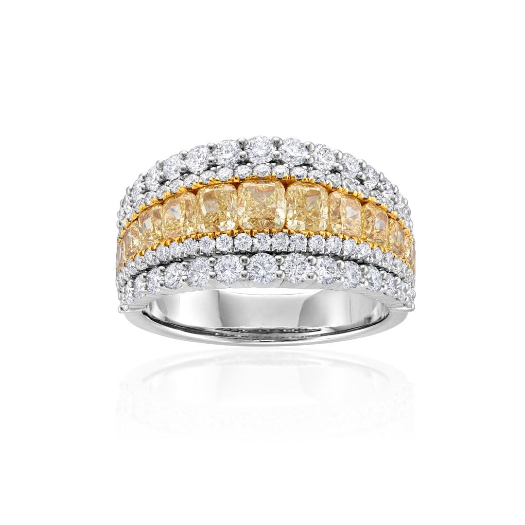 White and Fancy Yellow Diamond Anniversary Band 0