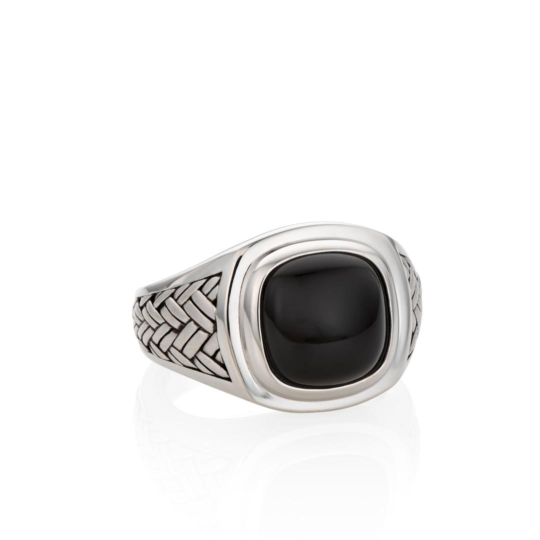 Black Agate Signet Ring