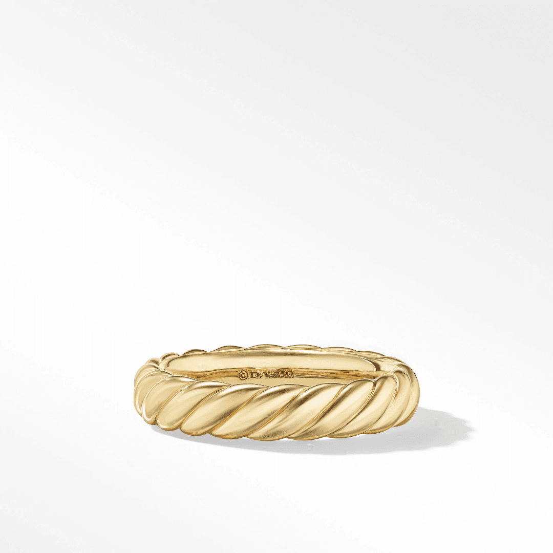 David Yurman Sculpted Cable 4.5mm Band in Yellow Gold, size 6 0