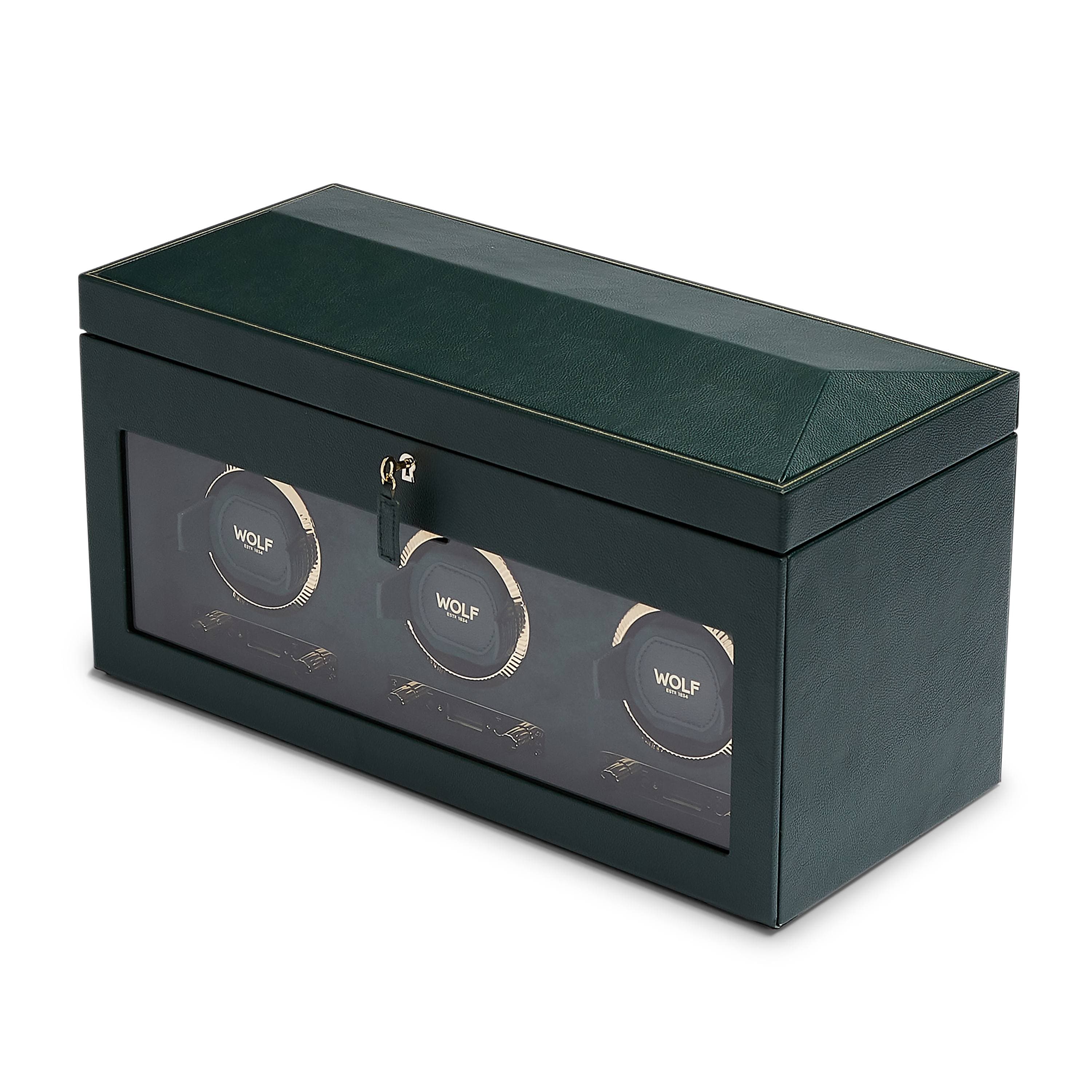 British Racing Green Triple Watch Winder | Side View