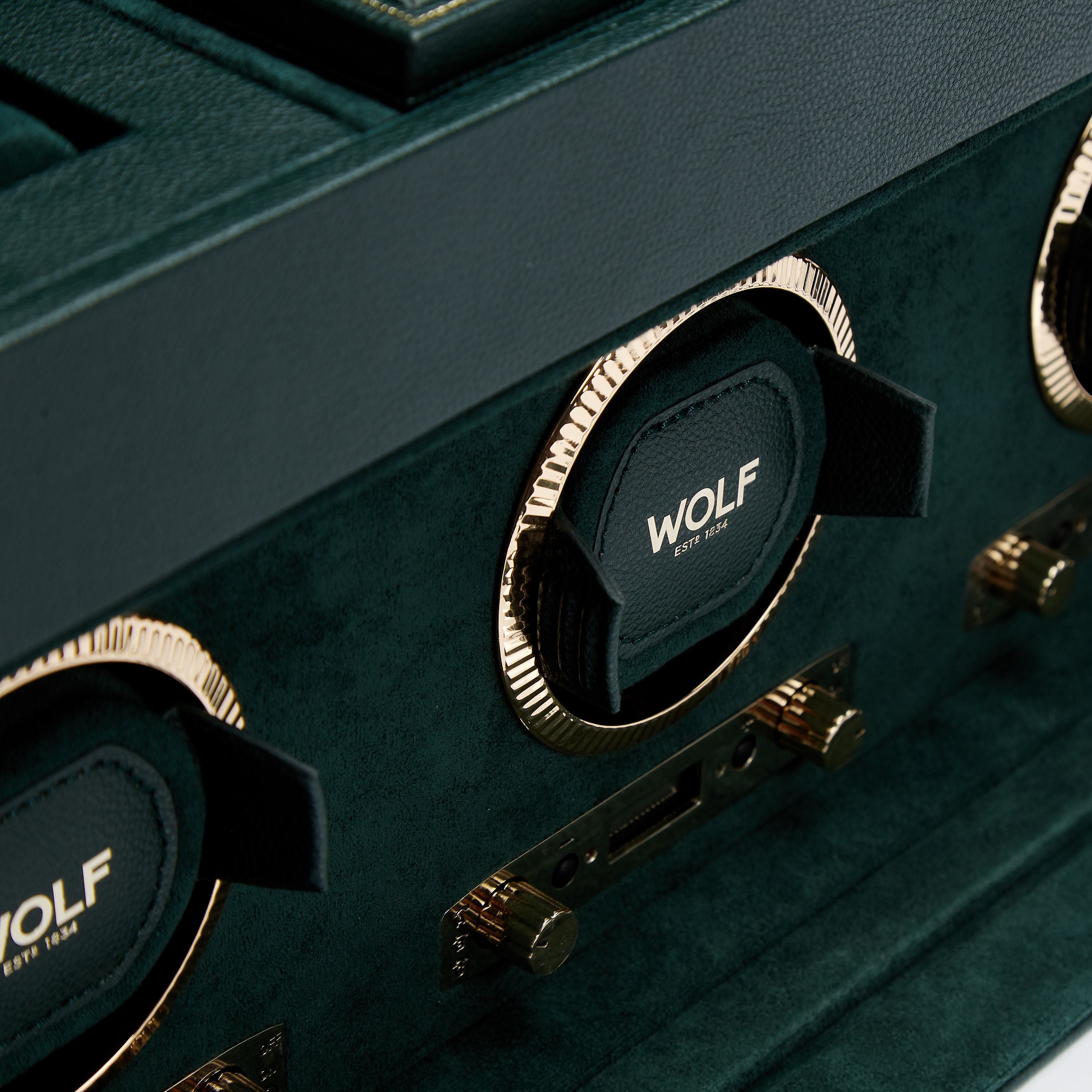 British Racing Green Triple Watch Winder | Detail View 2