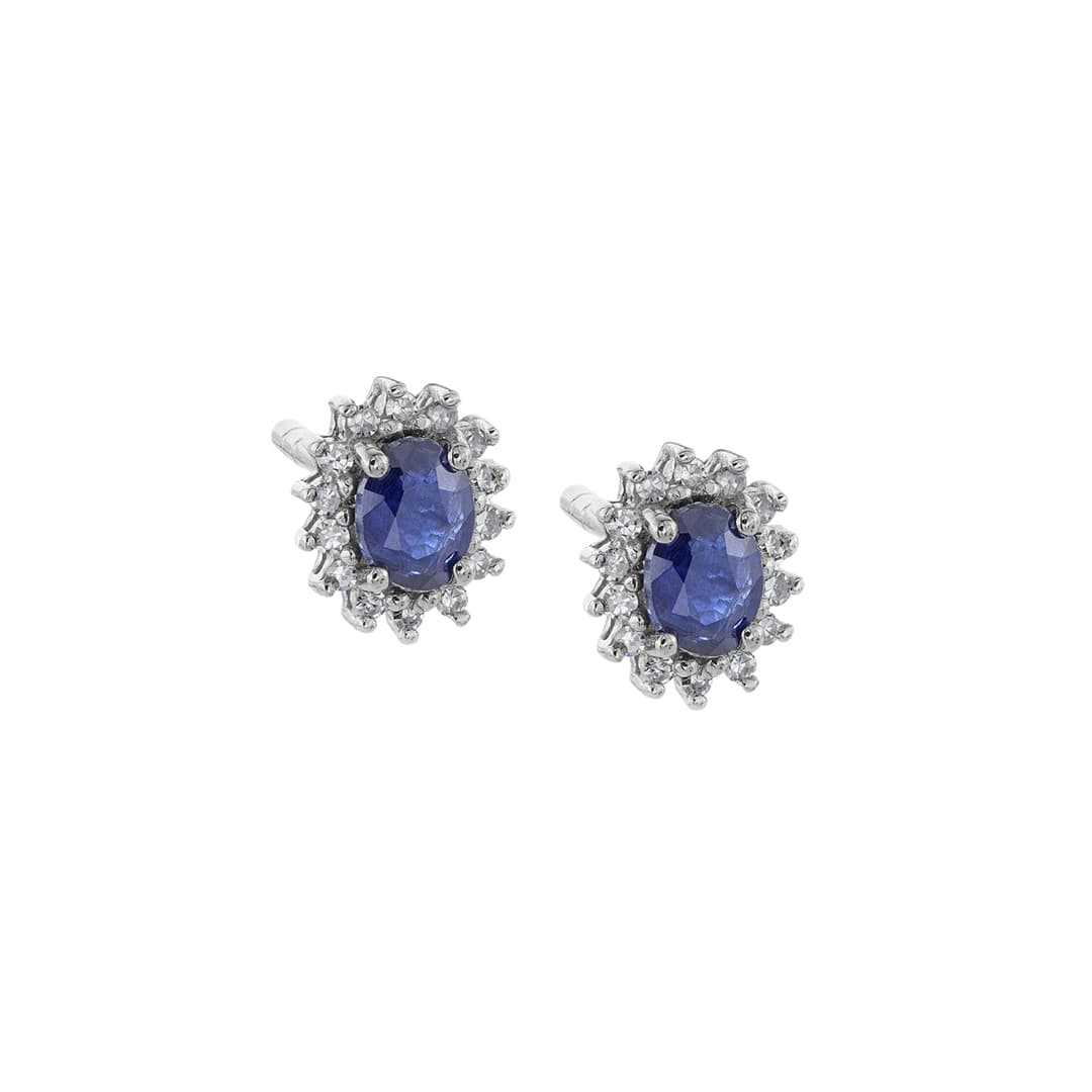 Oval Sapphire and Diamond Stud Earrings 0