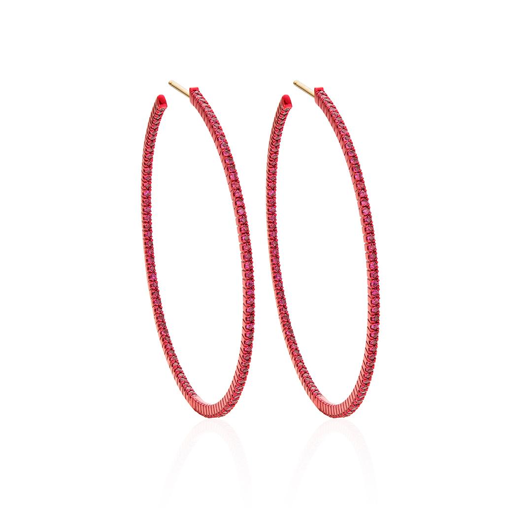 XL Ruby in Out Hoop Earrings 0