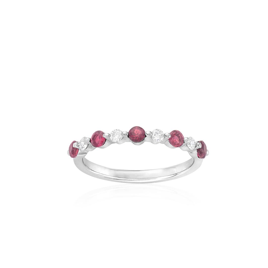 Ruby and Diamond Stackable Band 0