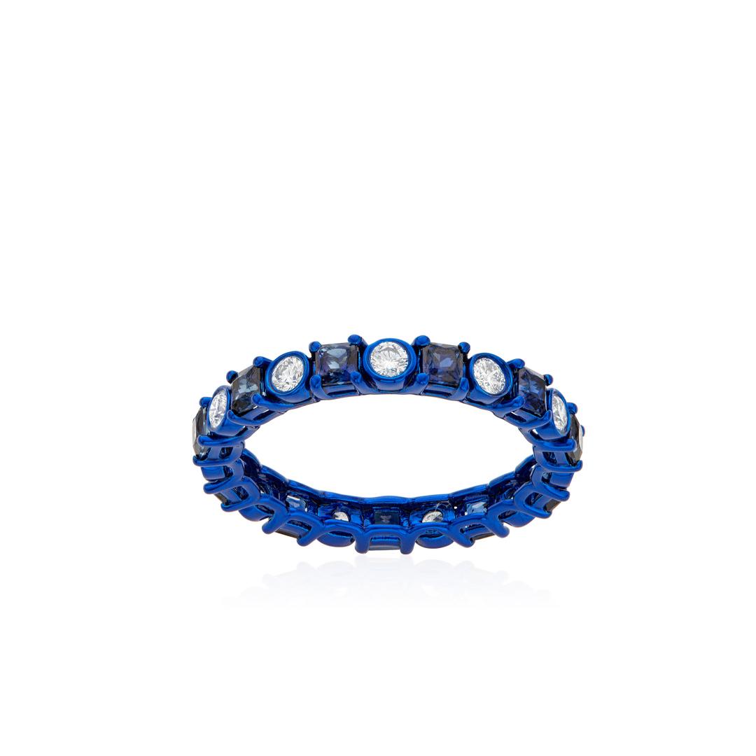 Blue Sapphire and Diamond Eternity Ring 0