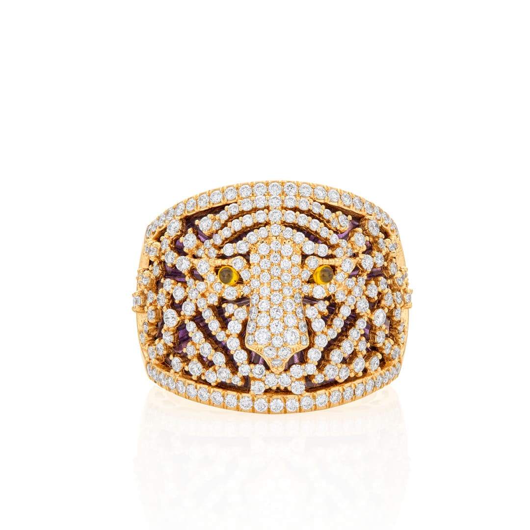 Tiger Face Diamond Ring 0