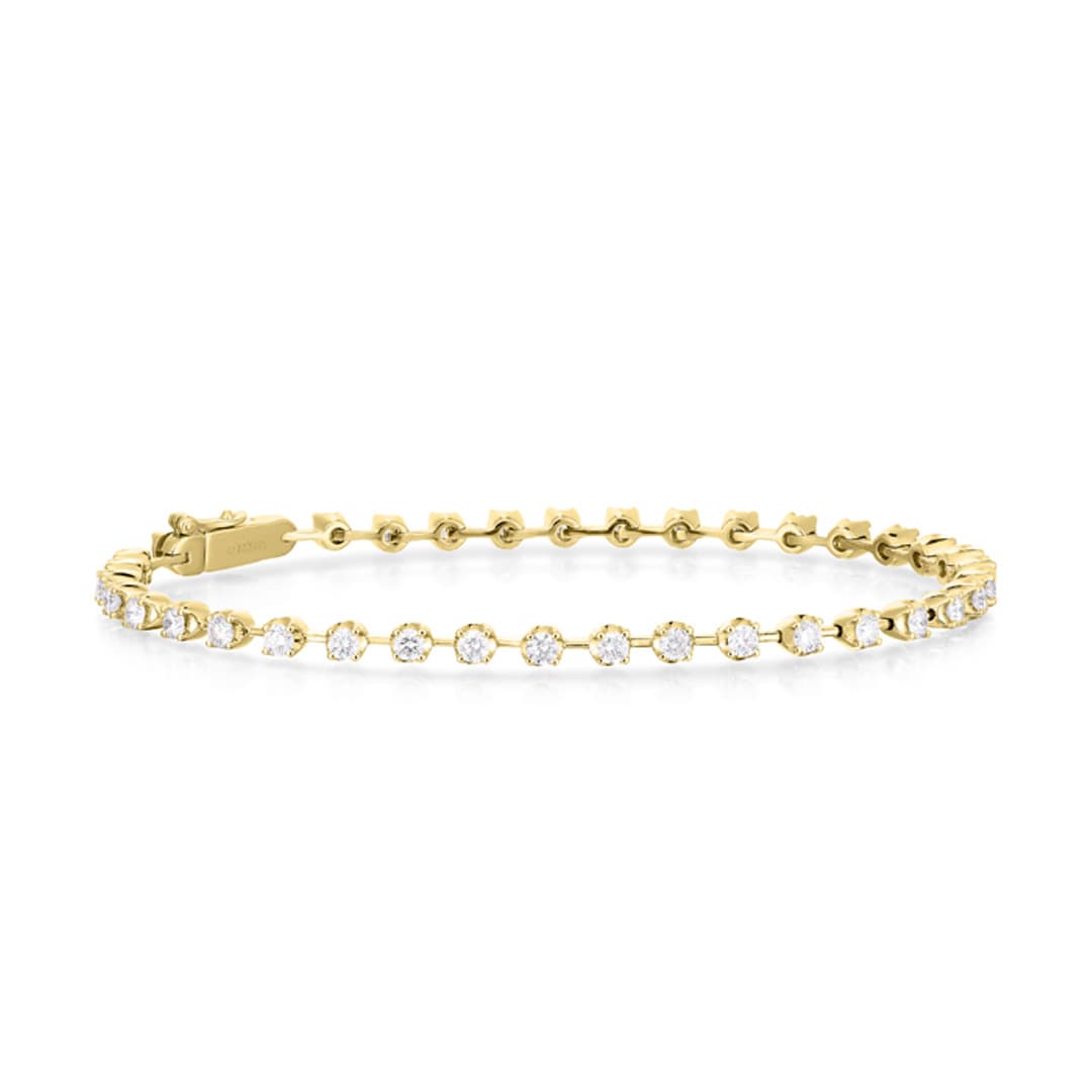 Dainty Bar Link 2.00CTW Diamond Line Bracelet in Yellow Gold