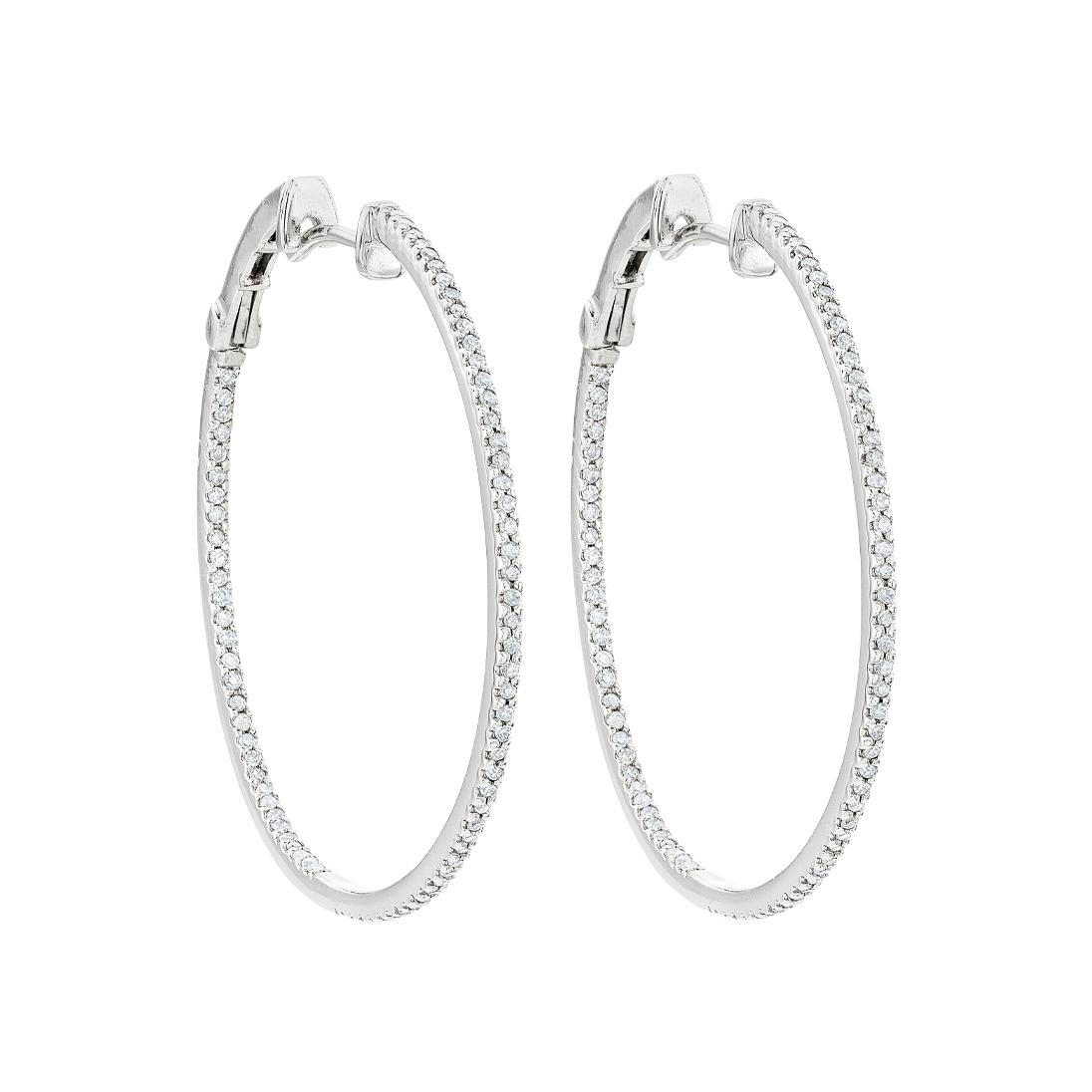 White Gold 0.50 CTW Diamond 36mm Hoop Earrings