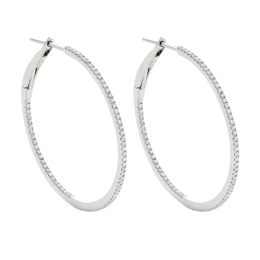 31mm In and Out Diamond Hoop Earrings 0