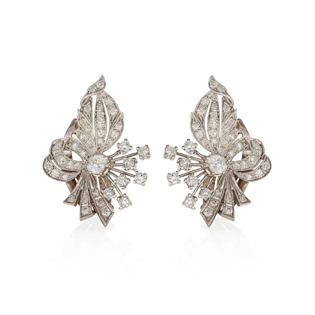 Estate Collection 5.90 CTW Diamond Ribbon Earrings