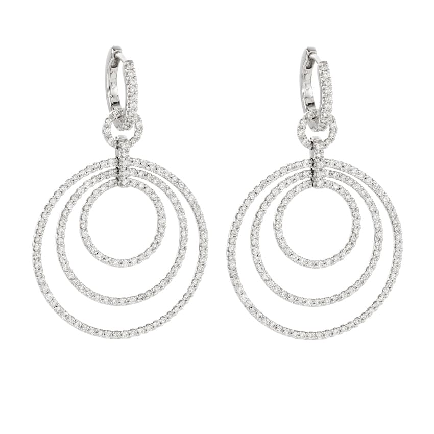 14K White Gold Open Circle Diamond Drop Earring 0