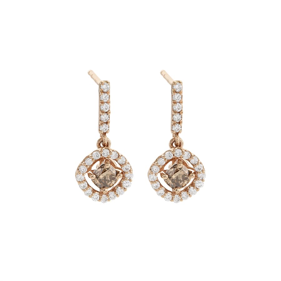 1.14 CTW Brown & White Diamond Drop Earrings 0