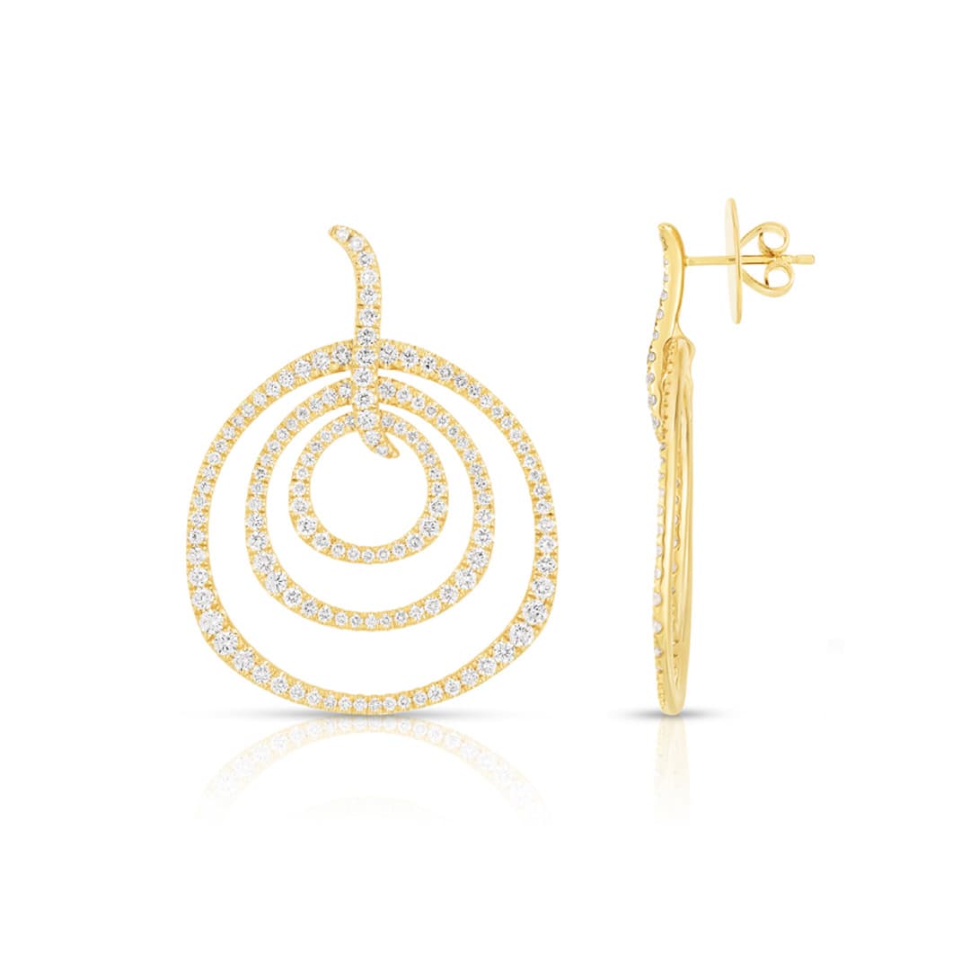 2.46 CTW Yellow Gold Diamond Dangle Earrings