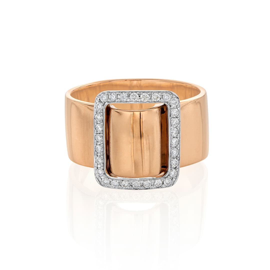 Diamond Buckle Rose Gold Ring