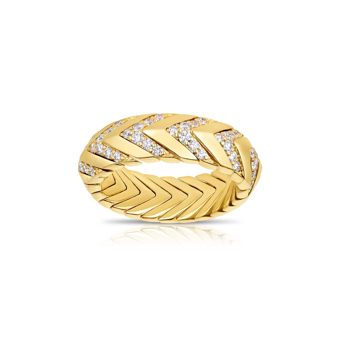 Chevron Stretch Ring with Diamonds 0