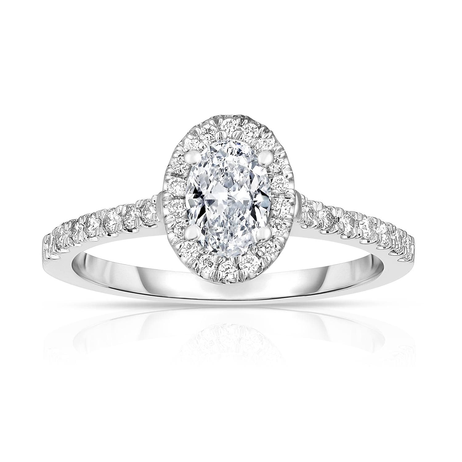 White Gold 0.70 Carat Oval Diamond Halo Engagement Ring 0