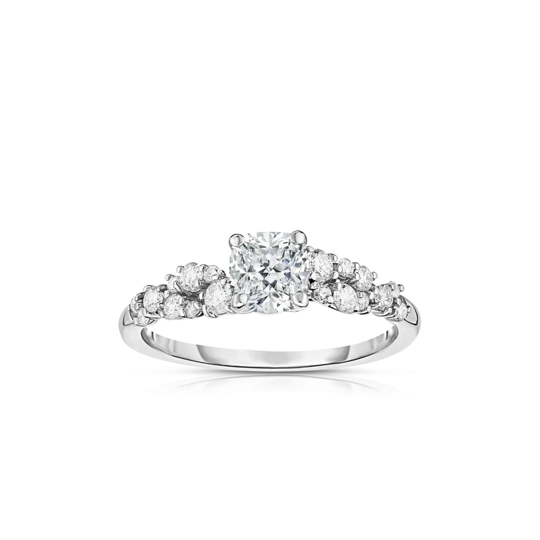 .59 CT Cushion Diamond Engagement Ring with Scattered Diamond Setting 0