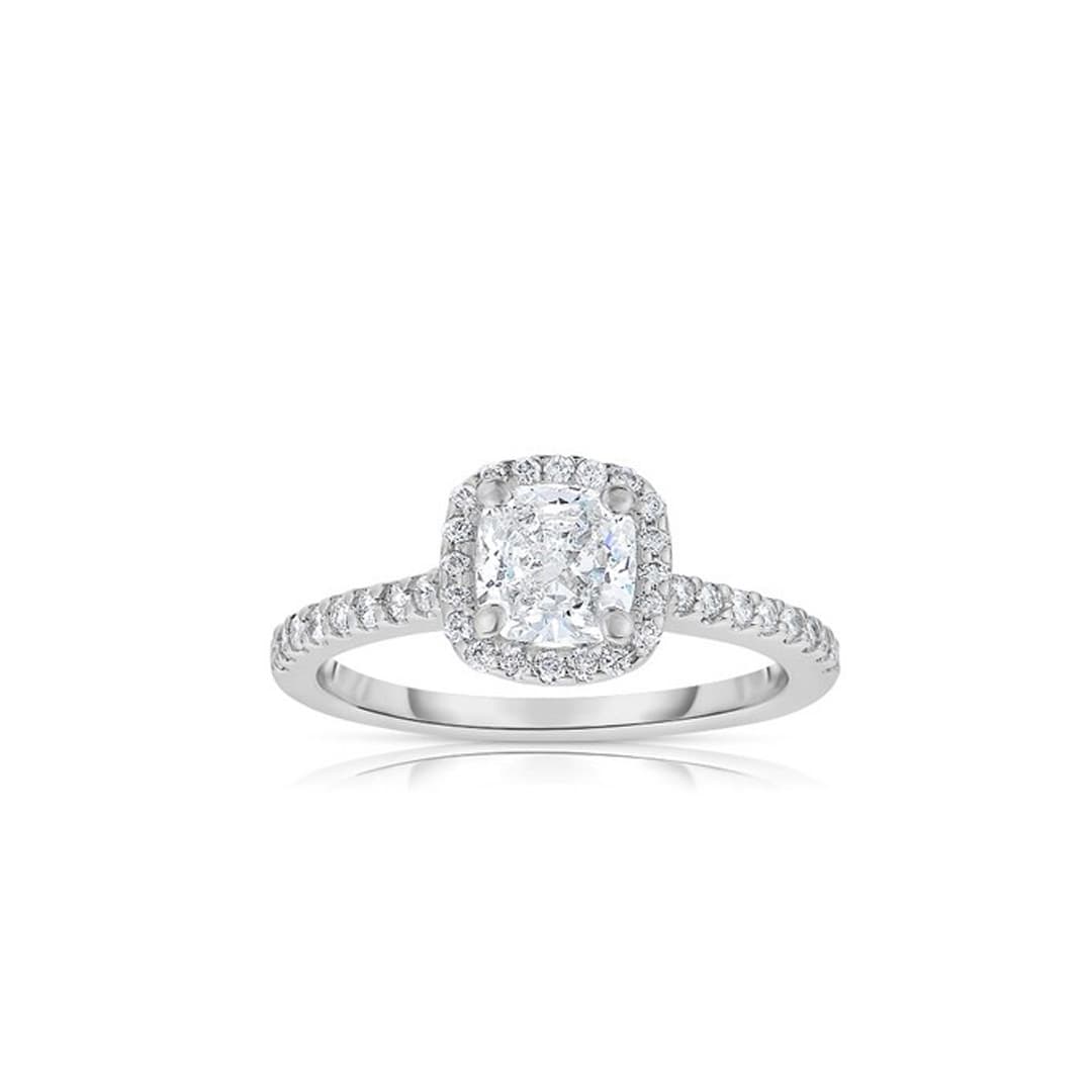 1.00 CT GIA Cushion Diamond Halo Engagement Ring