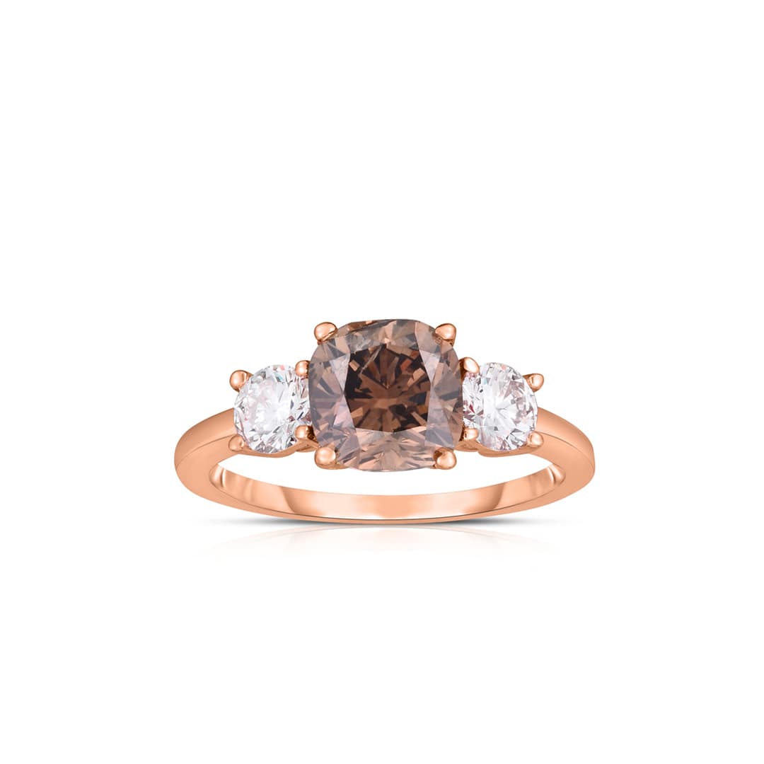 2.14 CT Cushion Brown Diamond Engagement Ring