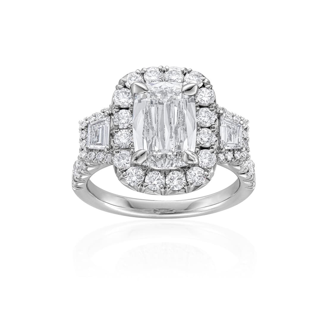 2.16 CT Cushion Shaped GIA Diamond Halo Engagement Ring