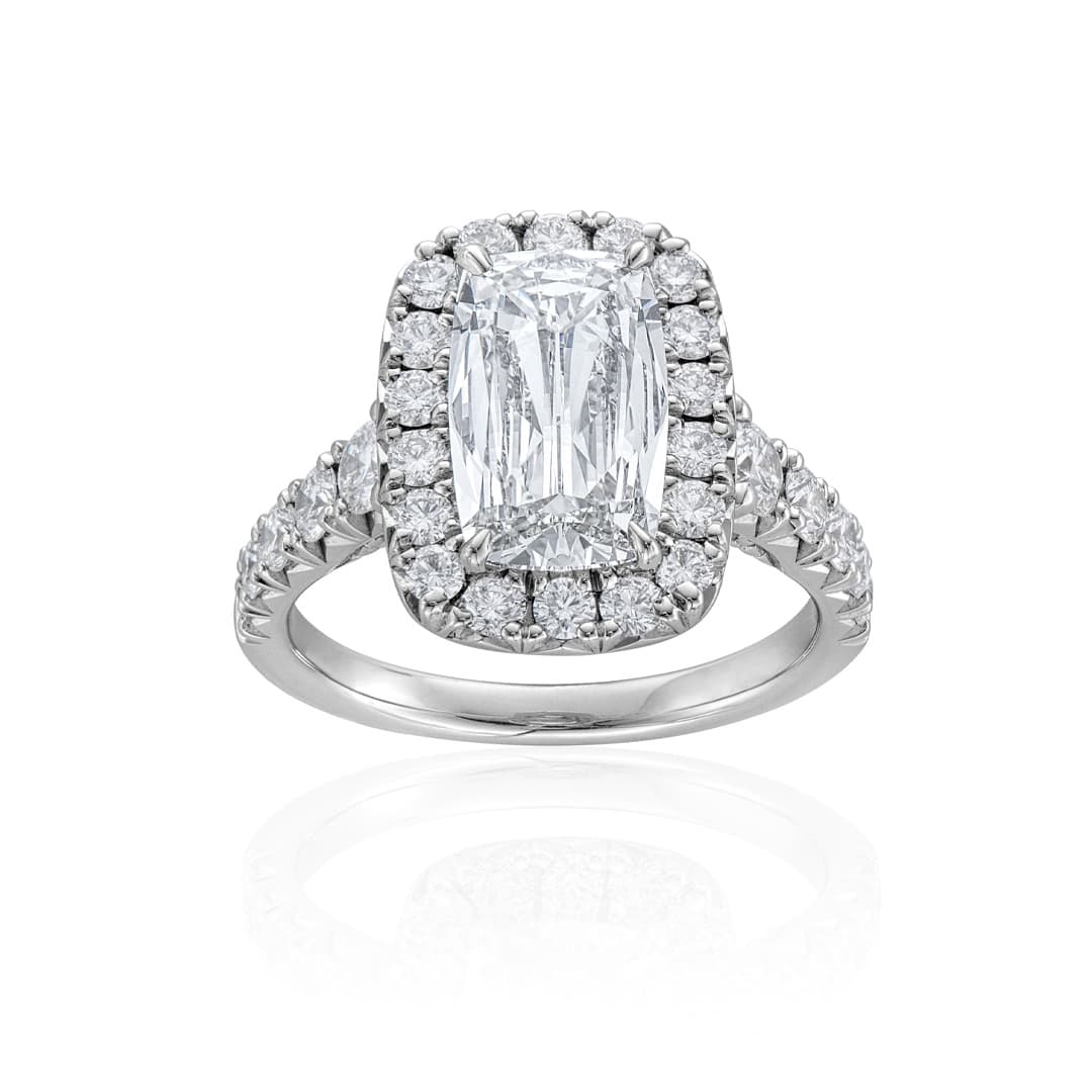 2.20 CT Cushion Shaped Diamond Halo Engagement Ring