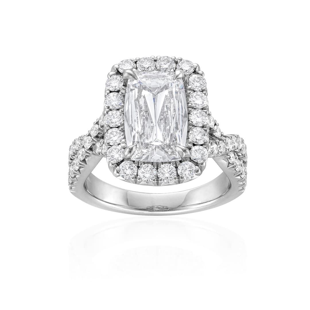 2.50 CT Cushion Shaped Diamond Halo Engagement Ring with Twisted Shank