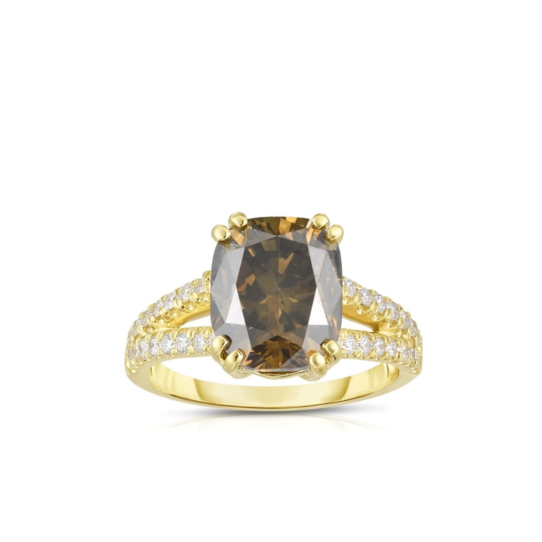 4.42 CT GIA Cushion Brown Diamond Engagement Ring 0