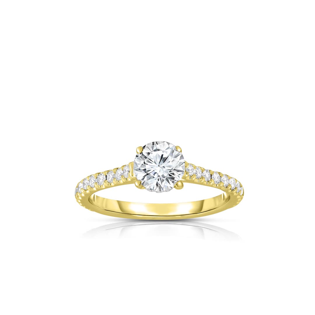 .46 CT Round Diamond Engagement Ring with Pave Shank in Yellow Gold