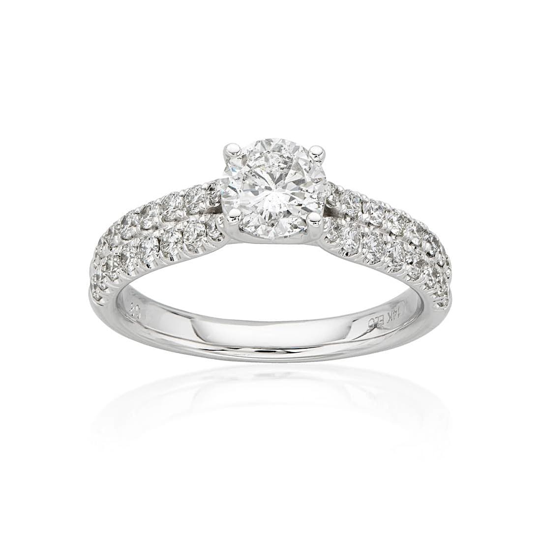 White Gold 1.30 CTW Diamond Engagement Ring with Round Diamond Center