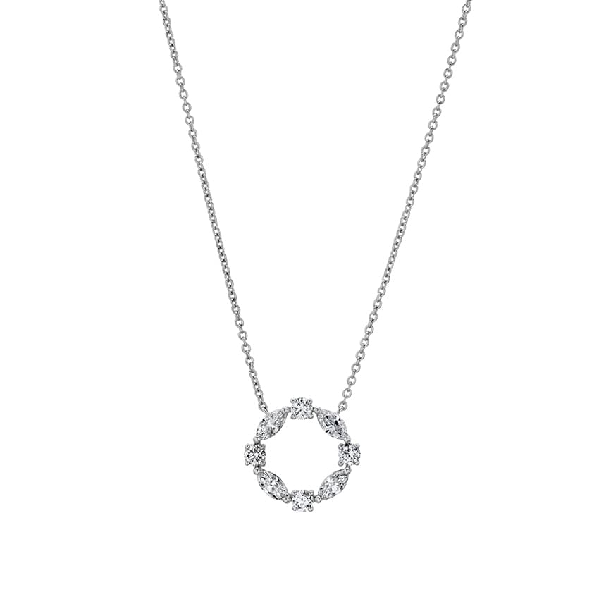 Marquise Diamond Circle Pendant Necklace