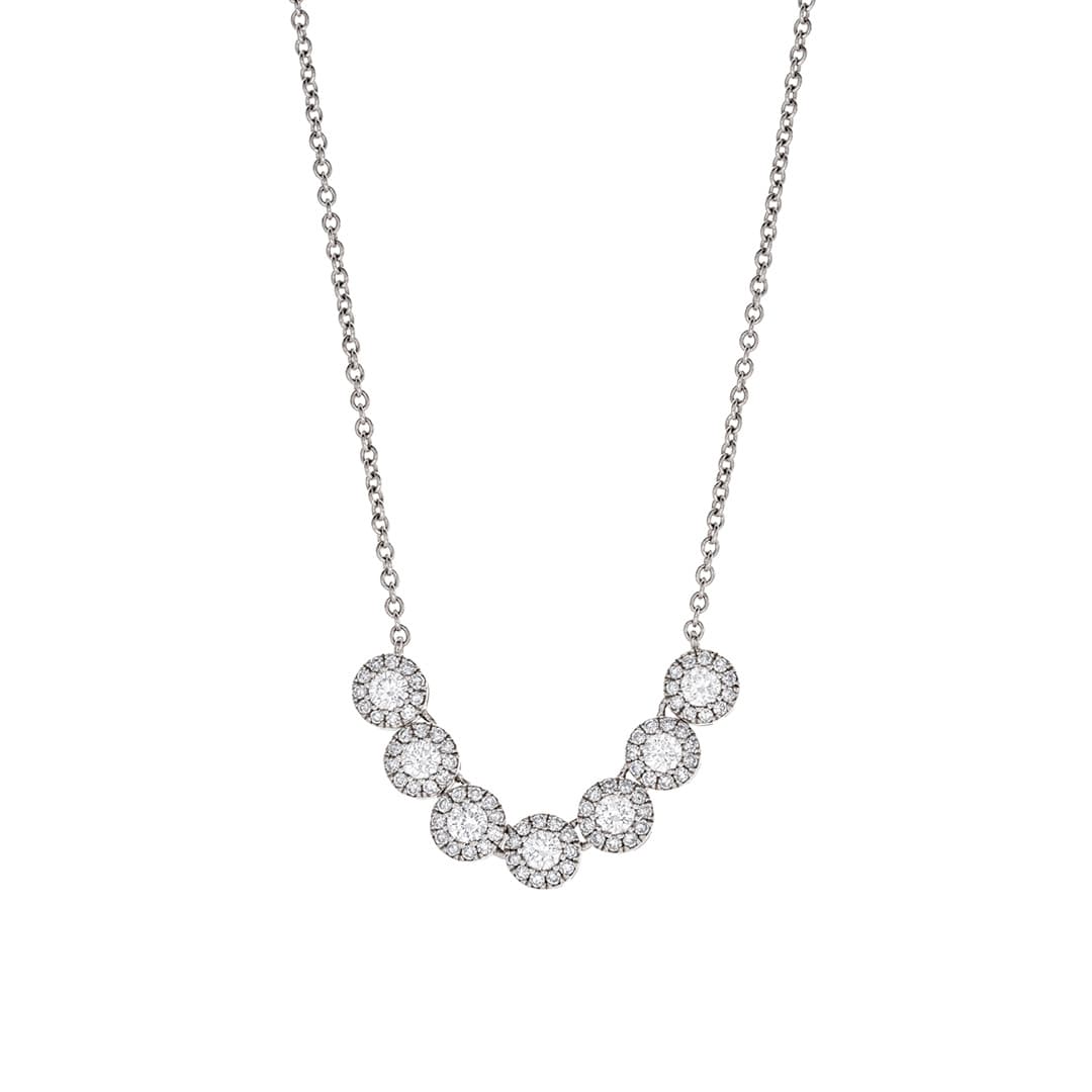 Diamond Halo Smile Necklace in White Gold 0