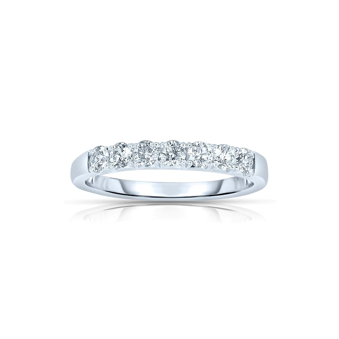 Half Carat Round Diamond Wedding Band, White Gold