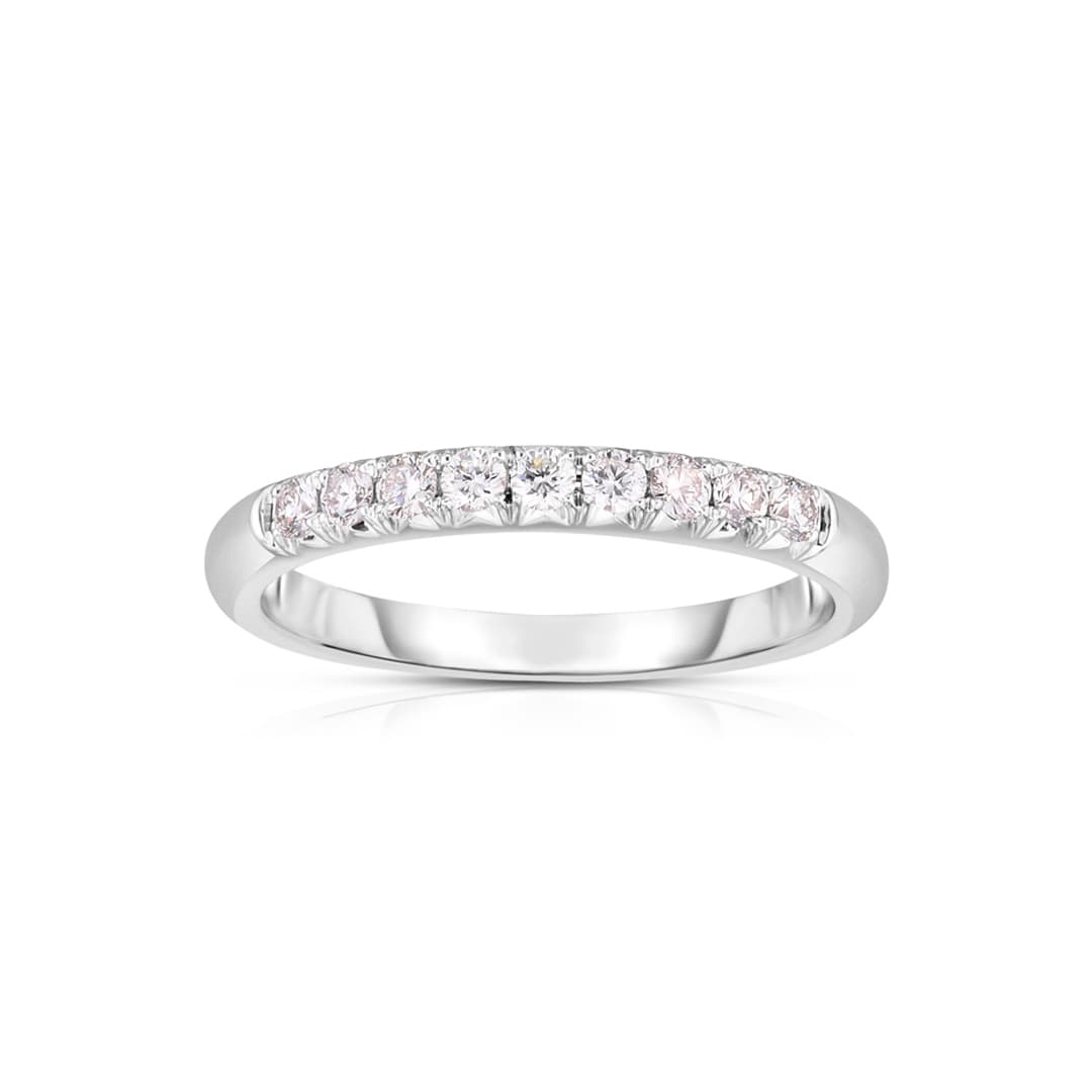 Quarter Carat Round Diamond Wedding Band in White Gold