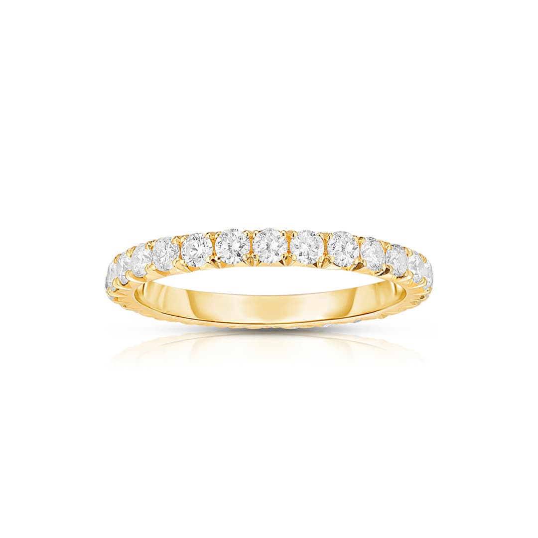 One Carat Round Diamond Eternity Band, Yellow Gold 0