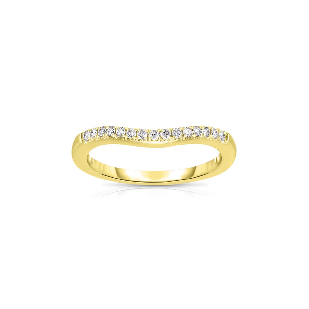 Yellow Gold 0.15 CTW Curved Diamond Wedding Band 0