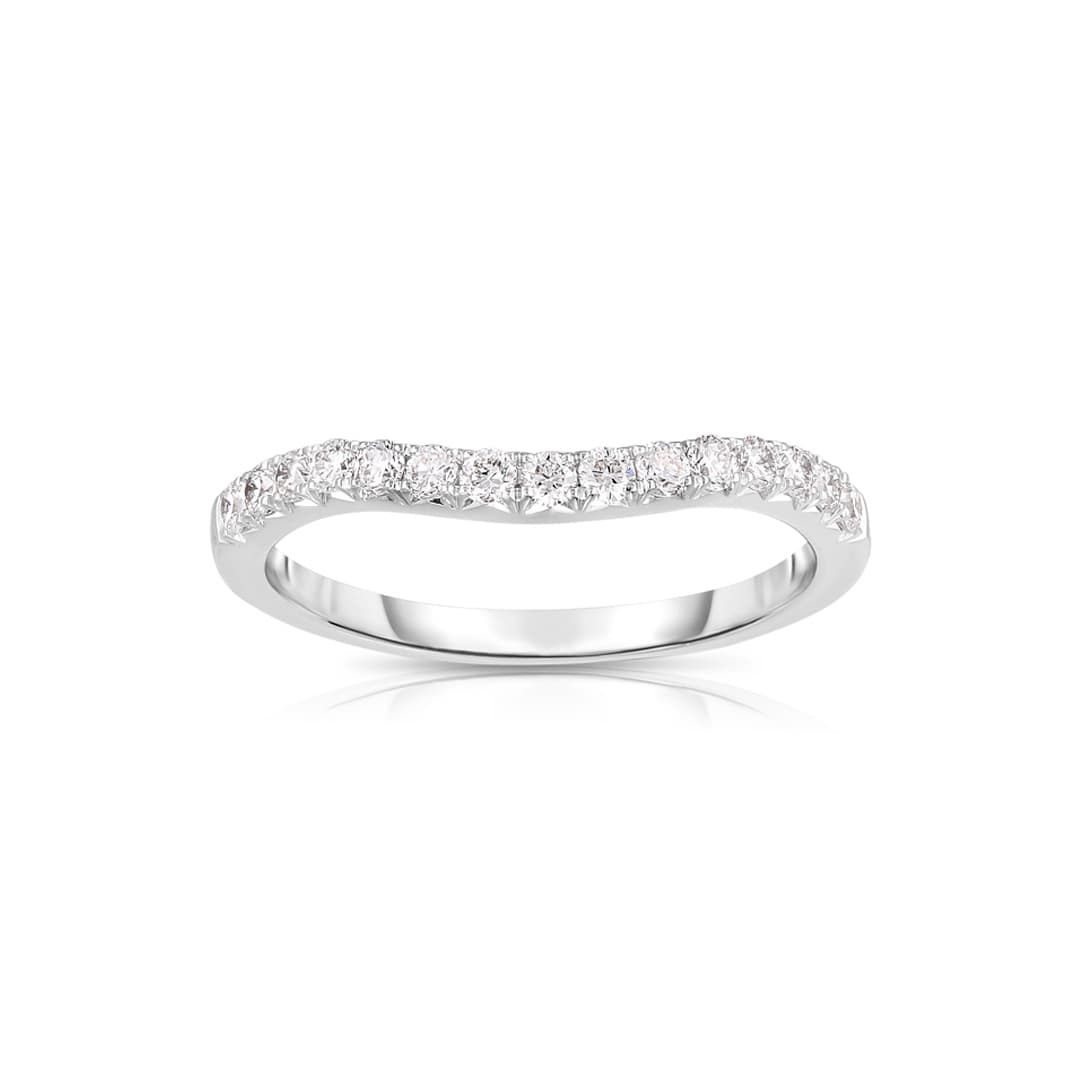 White Gold 0.30 CTW Curved Diamond Wedding Band 0