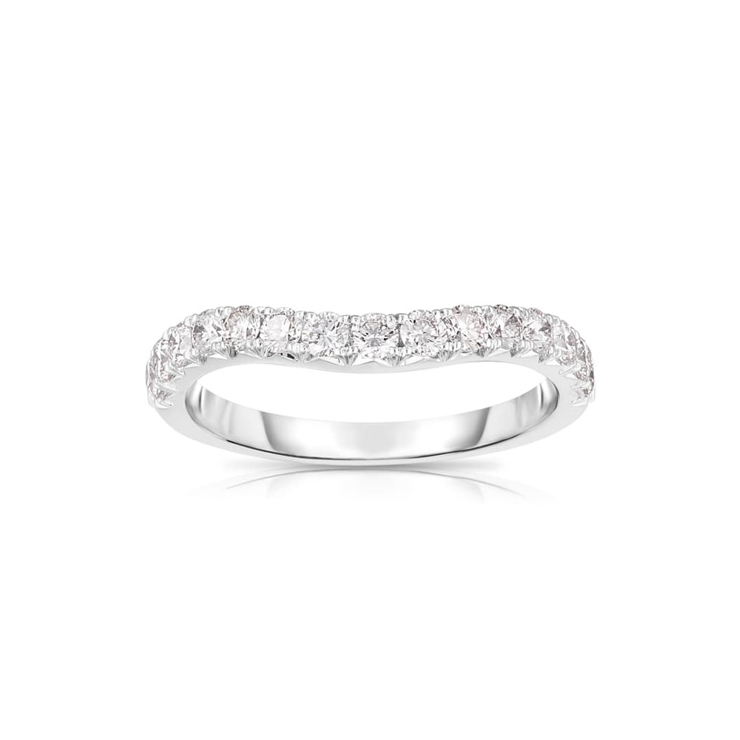 White Gold 0.58 CTW Curved Diamond Wedding Band