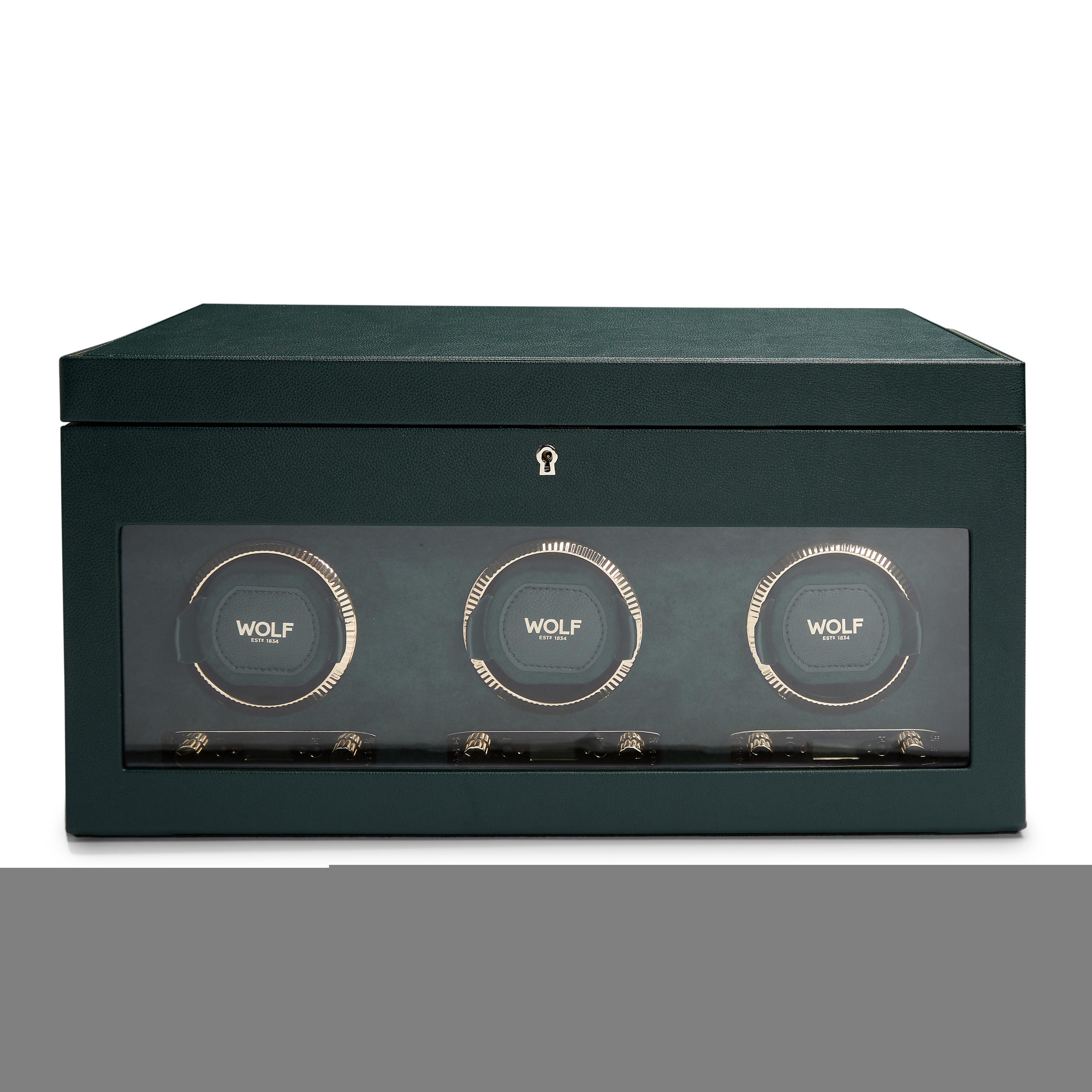 British Racing Green Triple Watch Winder | Front View