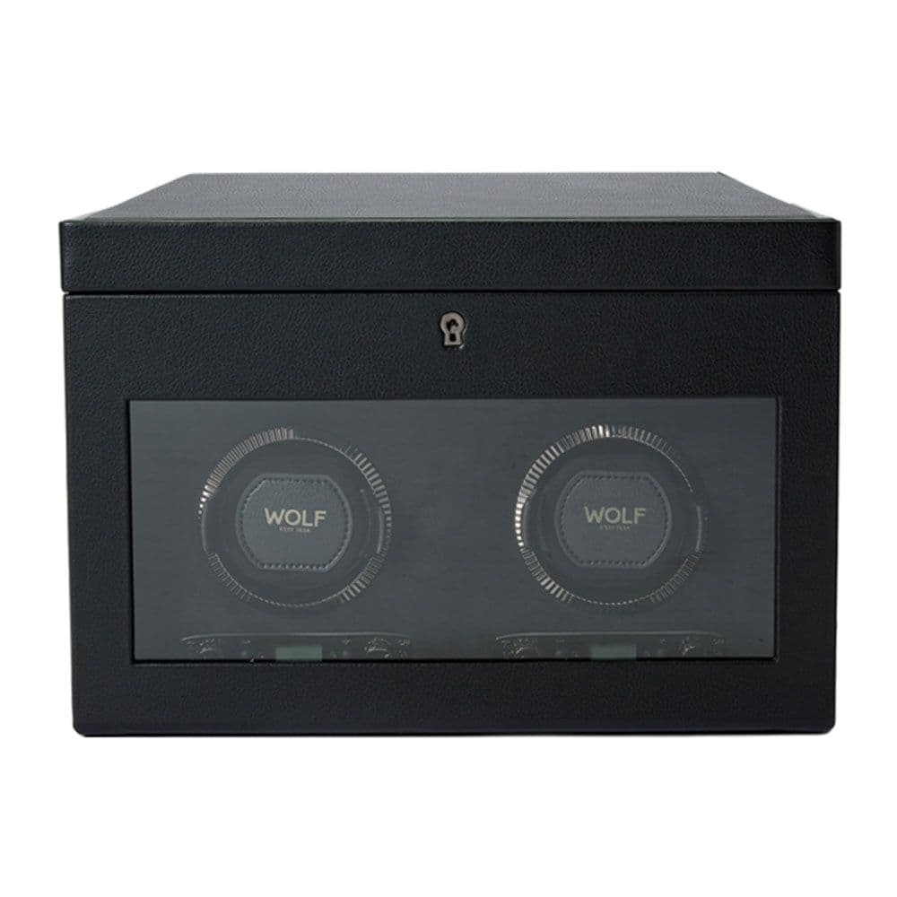 WOLF British Racing Double Watch Winder With Storage in Black