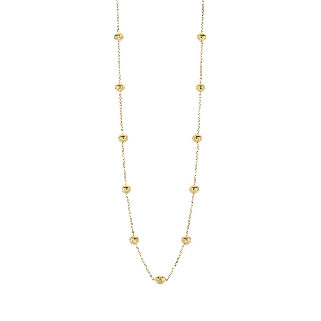 Polished Yellow Gold Ball Station Necklace