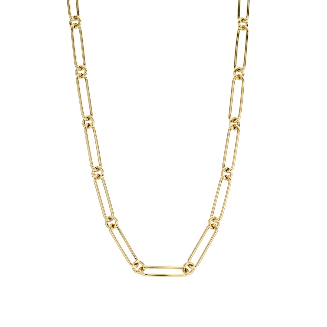 Oval and Round Paperclip Link Necklace, 18 inches 0