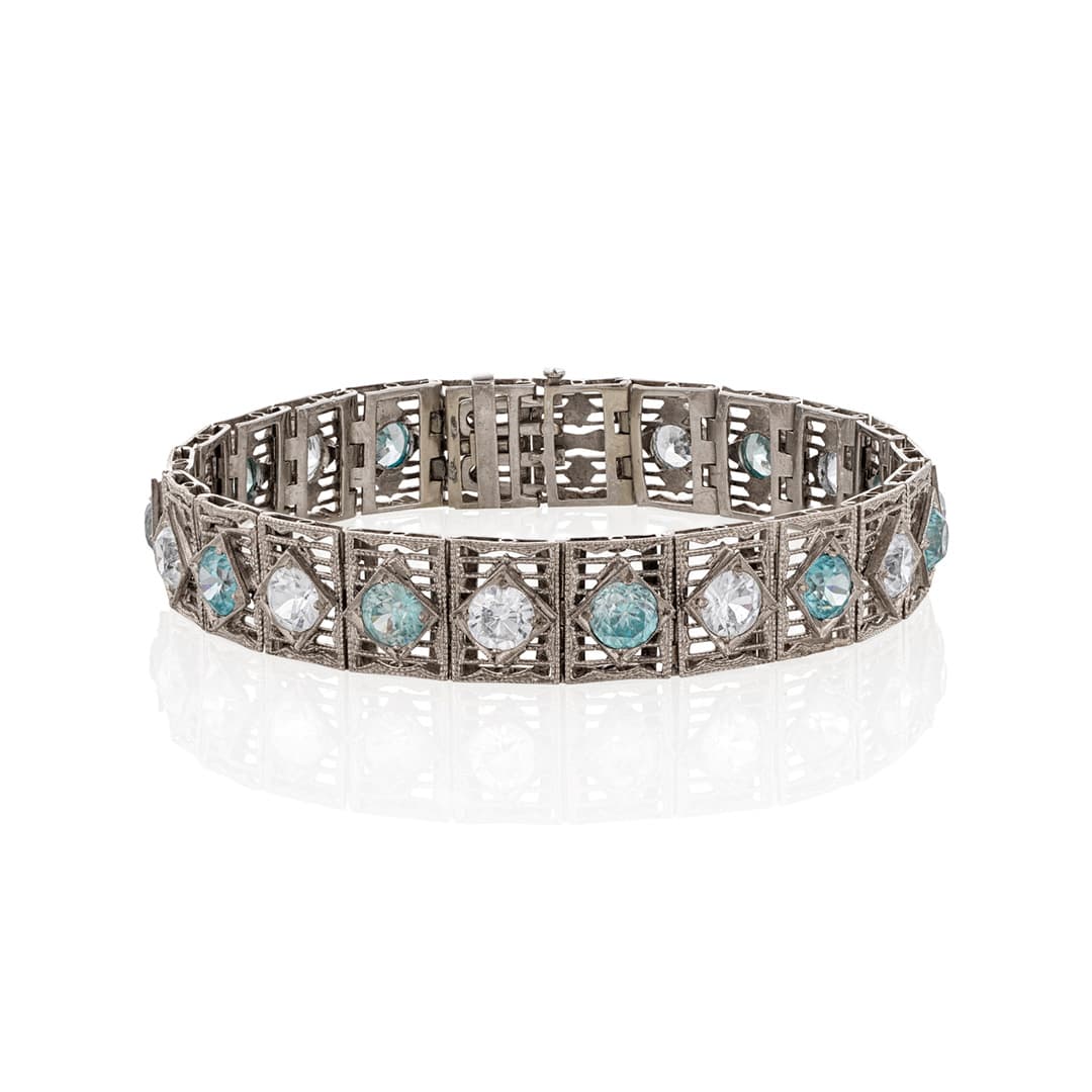 Estate Collection 1930s Blue and White Zircon Bracelet