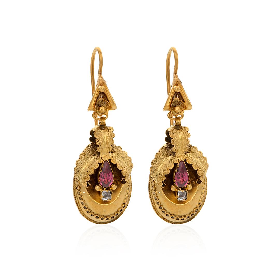 Estate Collection Floral Garnet Earrings