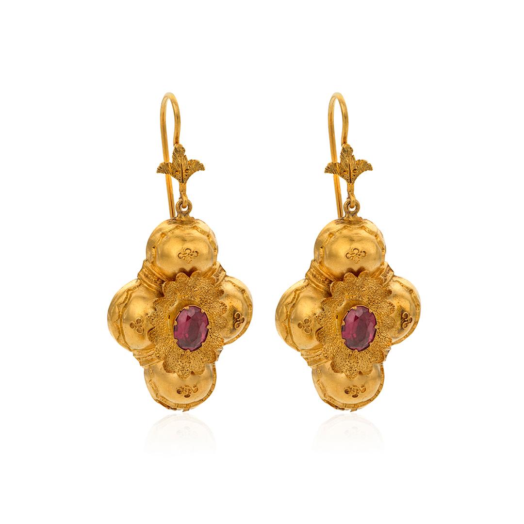 Estate Collection Garnet Quatrefoil Earrings 0