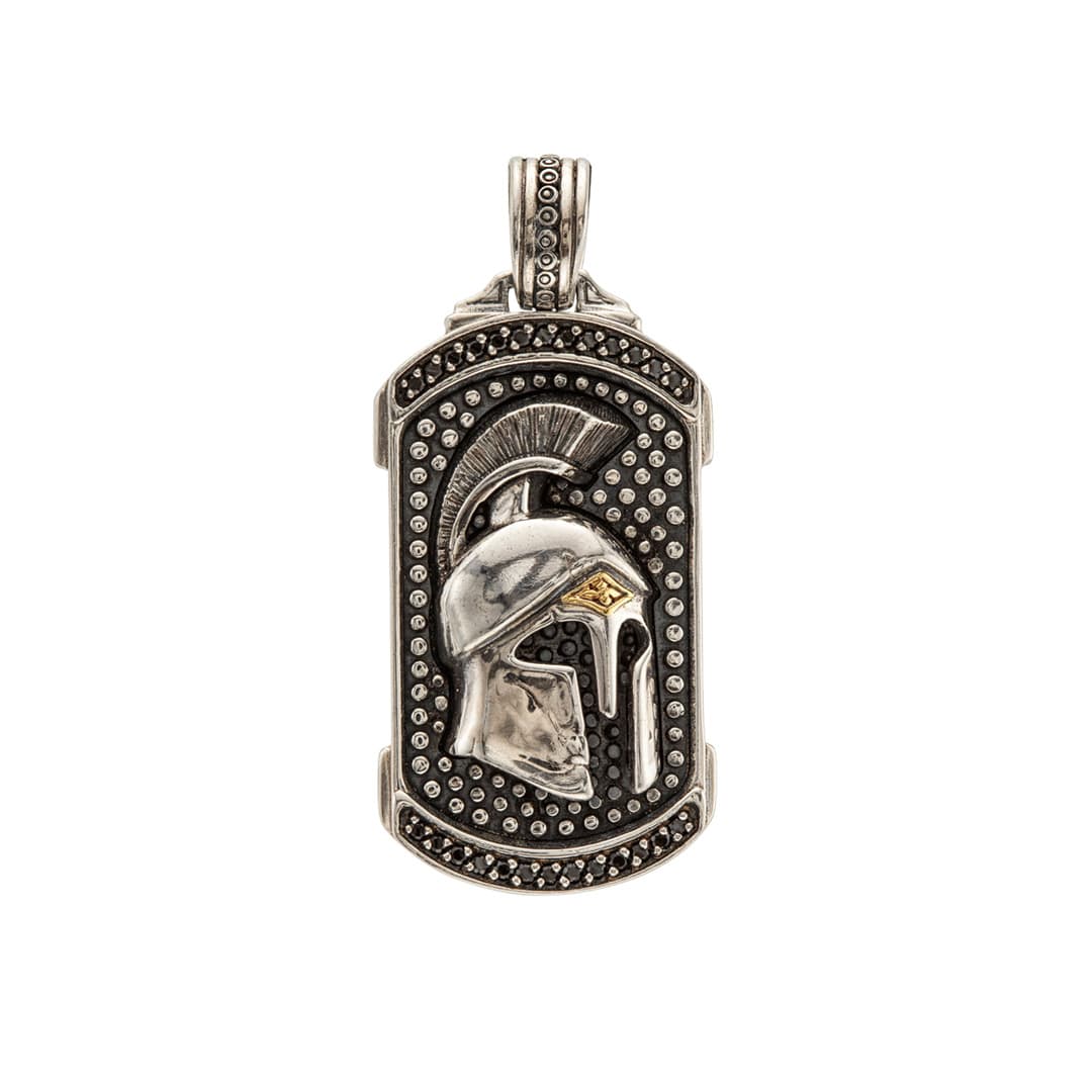 Konstantino Achilles Silver and Gold Dog Tag Pendant