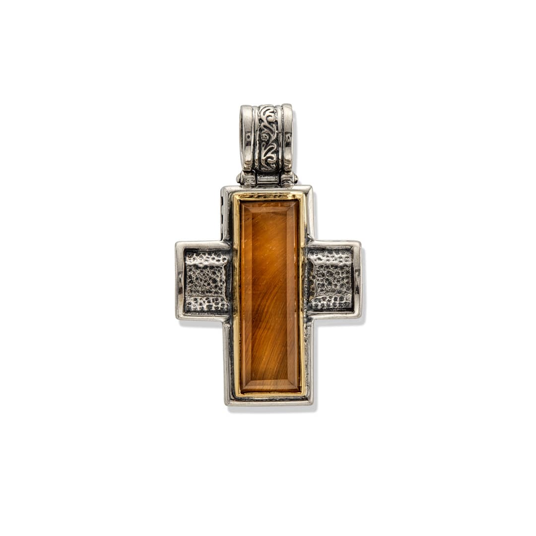 Konstantino Hephaestus Tiger's Eye Cross Pendant