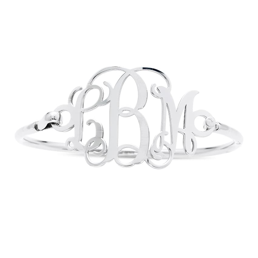 Sterling Silver Script Monogram Bangle
